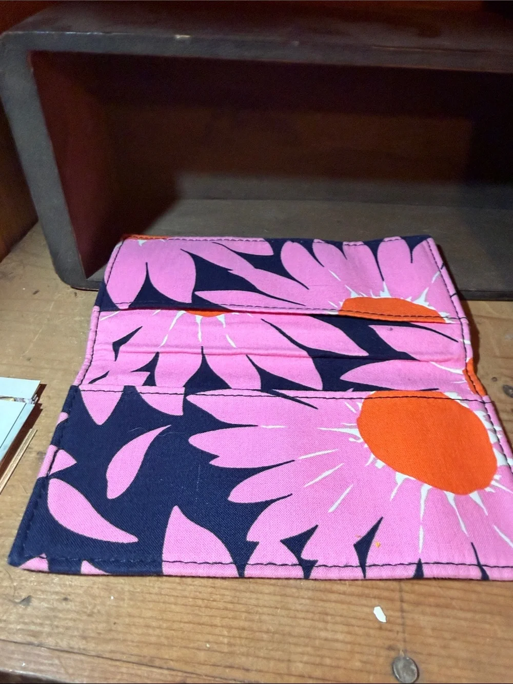 Vera Bradley Pink and Orange Floral Fabric Checkbook Holder - Picture 3 of 4